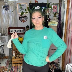 Women's Green Long Sleeve Top Size XSmall